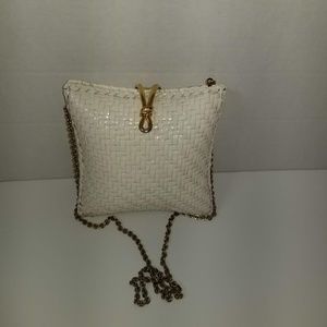 RODO Vintage Shoulder White Woven Wicker Purse